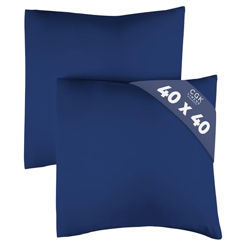 Kissenbezug 40x40 Marineblau - Kissenbezüge 40x40 2er Set - Kopfkissen 40x40 Bezug aus hochwertiger Mikrofaser - Weiche, Bequeme, maschinenwaschbare Kissenhülle - Kopfkissenbezug 40x40 2 Pack Kissenbezug 40x40 Marineblau - Kissenbezüge 40x40 2er Set - Kopfkissen 40x40 Bezug aus hochwertiger Mikrofaser - Weiche, Bequeme, maschinenwaschbare Kissenhülle - Kopfkissenbezug 40x40 2 Pack von CGK Unlimited