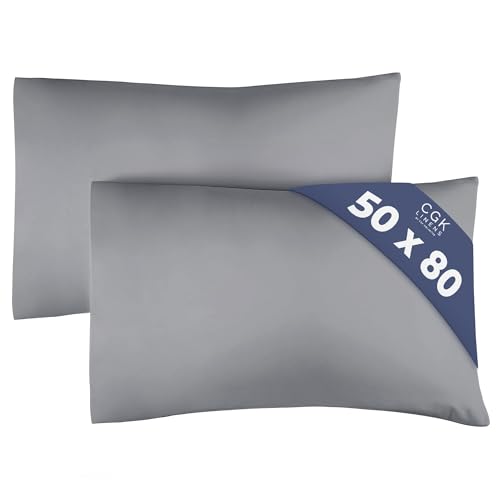 Kissenbezug 50x80 Dunkelgrau - Kissenbezüge 50x80 2er Set - Kopfkissen 50x80 Bezug aus hochwertiger Mikrofaser - Weiche, Bequeme, maschinenwaschbare Kissenhülle - Kopfkissenbezug 50x80 2er Set von CGK Unlimited