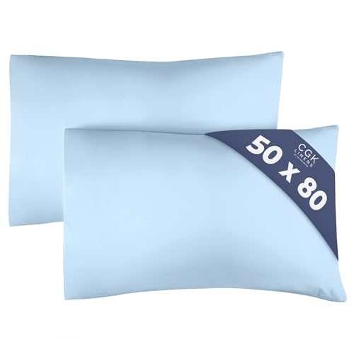 Kissenbezug 50x80 Hellblau - Kissenbezüge 50x80 2er Set - Kopfkissen 50x80 Bezug aus hochwertiger Mikrofaser - Weiche, Bequeme, maschinenwaschbare Kissenhülle - Kopfkissenbezug 50x80 2er Set von CGK Unlimited