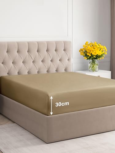 Spannbettlaken 120x200 cm – 30 cm Steghöhe – Aus weicher, gebürsteter Polyester-Mikrofaser – Spannbetttuch passend für Matratzen bis 30 cm Höhe – OEKO-TEX Zertifiziert – Beige, Einzelpackung Spannbettlaken 120x200 cm – 30 cm Steghöhe – Aus weicher, gebürsteter Polyester-Mikrofaser – Spannbetttuch passend für Matratzen bis 30 cm Höhe – OEKO-TEX Zertifiziert – Beige, Einzelpackung von CGK Unlimited