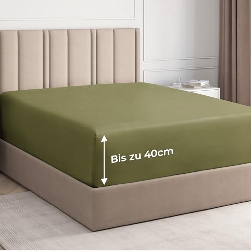 Spannbettlaken 160x200 cm – 40 cm Steghöhe – Aus gebürsteter Polyester-Mikrofaser – Spannbetttuch geeignet für Boxspringbetten – Passt auf Matratzen bis zu 40 cm – OEKO-TEX Zertifiziert, Salbei Grün Spannbettlaken 160x200 cm – 40 cm Steghöhe – Aus gebürsteter Polyester-Mikrofaser – Spannbetttuch geeignet für Boxspringbetten – Passt auf Matratzen bis zu 40 cm – OEKO-TEX Zertifiziert, Salbei Grün von CGK Unlimited