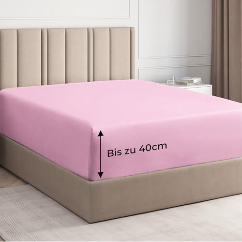 Spannbettlaken 180x200 cm – 40 cm Steghöhe – Aus gebürsteter Polyester-Mikrofaser – Spannbetttuch geeignet für Boxspringbetten – Passt auf Matratzen bis zu 40 cm – OEKO-TEX Zertifiziert, Helles Rosa Spannbettlaken 180x200 cm – 40 cm Steghöhe – Aus gebürsteter Polyester-Mikrofaser – Spannbetttuch geeignet für Boxspringbetten – Passt auf Matratzen bis zu 40 cm – OEKO-TEX Zertifiziert, Helles Rosa von CGK Unlimited