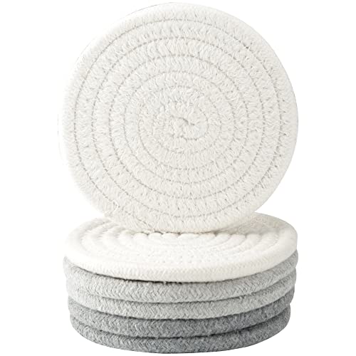 Untersetzer Gläser, Vintage Handgefertigte Tassenuntersetzer Set 6 Stück für Tischschutz, Rund Wasser absorbierende Getränkeuntersetzer von CGLRybO