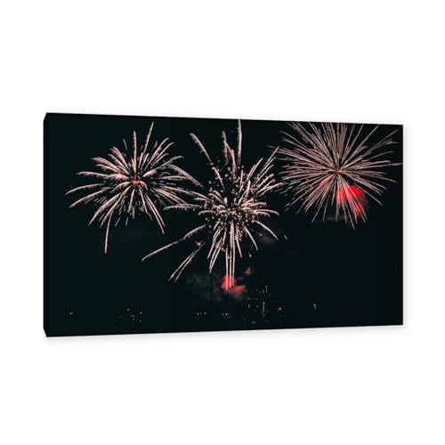 CGLTD Leinwanddrucke Kunstwerk Feuerwerk Moderne Stadtnacht bildmalerei Neujahrsfeuerwerk Bilder auf Leinwand drucken Stadtbild-Leinwand-Heimdekoration 30x48cm(12x19in) Innenrahmen von CGLTD