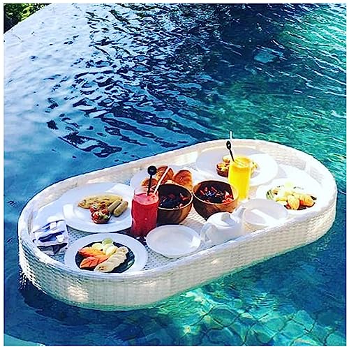 CGLYYDS Tray Floating Rattan,Rattan Gewebtes Serviertablett Schwimmendes Tablett für Pool mit Griffen,wasserdichtes Butler-Tablett für Frühstück, Teeplatten, Party,White CGLYYDS Tray Floating Rattan,Rattan Gewebtes Serviertablett Schwimmendes Tablett für Pool mit Griffen,wasserdichtes Butler-Tablett für Frühstück, Teeplatten, Party,White von CGLYYDS