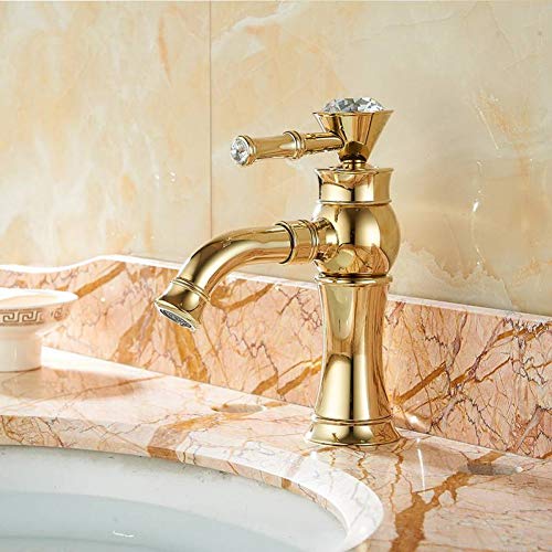 Gold Drehbare Badezimmer-Bassin-Hähne Kristallkalter Und Heißer Wasser-Hahn-Eitelkeits-Behälter-Wannen-Mischbatterie-Kupferhahn von CGMY