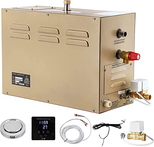 CGOLDENWALL 4.5 KW Sauan Dampfgenerator mit Automatischer Entwässerung 220 V für Zuhause und Gewerbe, Geeignet für Sauna/Dusche/Bade/SPA mit Intelligentem Touch-Controller 25-55°C, 3-4.5m3 Raumheizung von CGOLDENWALL