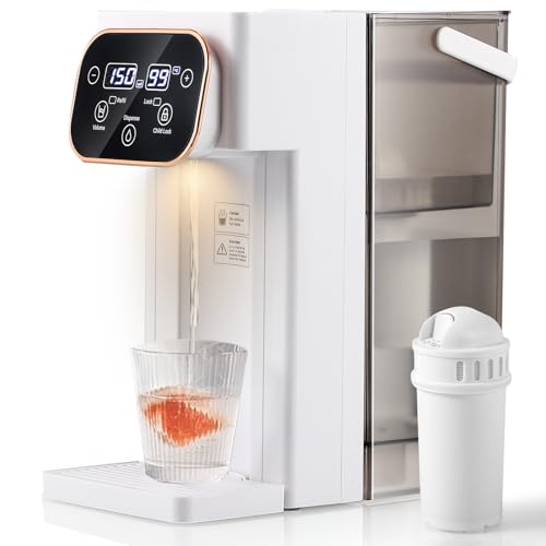 CGOLDENWALL Heißwasserspender mit Wasserfilter, Schnelles Heizung, 12 Temperaturstufen & 8 Wassermenge Auswählbar, LED Touch-Display,3L von CGOLDENWALL
