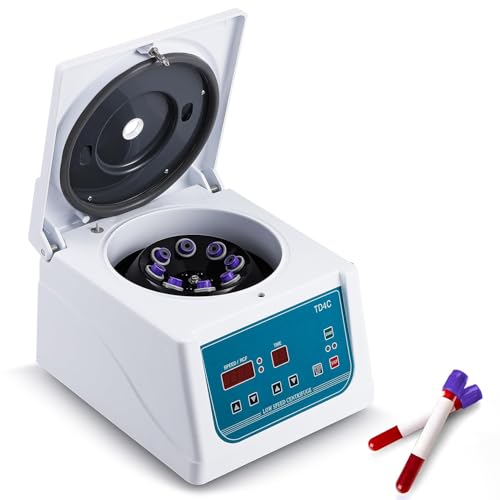 CGOLDENWALL Zentrifugenmaschine 8x15ml LED Display, 4000rpm, 99min Timing, 1880xg, für 5-10ml Vacutainer Röhrchen& 10-15ml Zentrifugenröhrchen, Vibrationsarme Labor PRP Zentrifuge (EU) von CGOLDENWALL