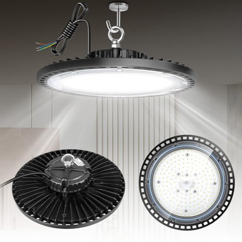 1 Pack 100W UFO LED High Bay Light, Hallenstrahler 15000LM, 6000K Kaltweiß UFO LED Werkstattlampe, IP65 Wasserdichte Industrielampe High Bay Licht für Turnhalle Fabriken,Garage,Lagerhaus Beleuchtung von CGSGDK