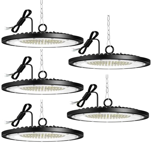 5 Pack 300W UFO LED High Bay Light, Hallenstrahler 40000LM, 6000K Kaltweiß UFO LED Werkstattlampe, IP65 Wasserdichte Industrielampe High Bay Licht für Turnhalle Fabriken,Garage,Lagerhaus Beleuchtung von CGSGDK