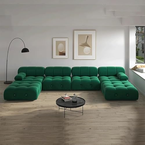 CGTENBS Große Sofa-Couches aus Samtstoff mit Chaiselosomanen Nordeuropa für Wohnzimmer (grau) von CGTENBS