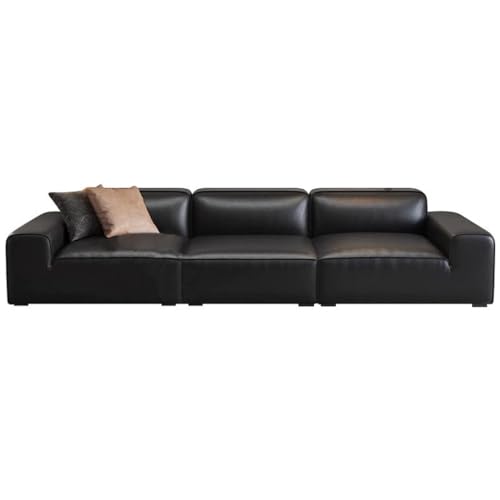CGTENBS Italienisches minimalistisches Sofa, Wohnzimmer, große schwarze Kuh, Sofa-Set, gerades Stoffsofa (320 x 100 x 73 cm) von CGTENBS