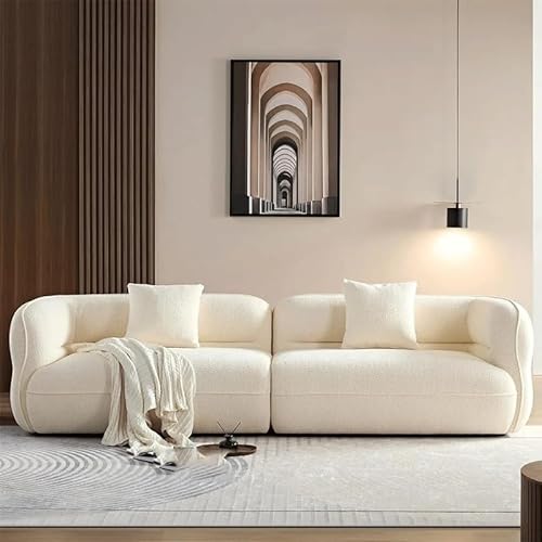 CGTENBS Luxus Sofa Couch Wohnpolster Boucle Sofa mit Kissen Gebogenes Sektionalsofa von CGTENBS
