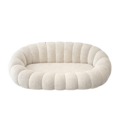 CGTENBS Stretch-Sofa im Vintage-Stil, nordische Liege, Weihnachten, Lammwolle, Couch, Tatami, weiß, weich, geschwungene Möbel (159 x 102 x 68 cm) von CGTENBS