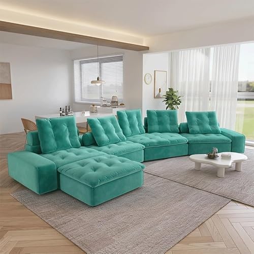 CGTENBS Übergroßes Couch-Sofa, verstellbare Rückenlehne, mit Daunen gefüllt, gebogenes Sektionalsofa (grau) von CGTENBS