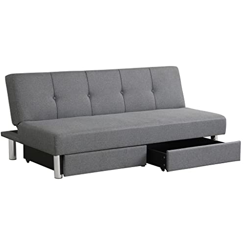 CGTENBS Umwandelbares Futon-Sofa, verstellbar, mit zwei Schubladen, Grau CGTENBS Umwandelbares Futon-Sofa, verstellbar, mit zwei Schubladen, Grau von CGTENBS