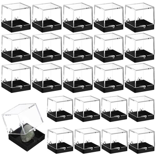 24pcs kleine Display -Box, Plastic Clear Rock Collection Display -Hülle, 1.4x1.4x1.4 Quadratproben Boxen für Steine ​​und Mineralspeichersammlung von CGTQROVR