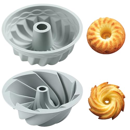 2pcs Savarin Cake Pan 6 Zoll 2 Stil Nicht-Stick Easy Freisetzung Chiffon Cake Pan Wärme-resistentes waschbares wiederverwendbares Silikon-Backformen ideal für Haushaltsbäckerei Blau von CGTQROVR
