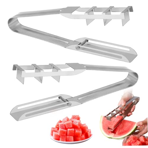 2pcs Wassermelon Slicer ordentlich Edelstahl Wassermelonschneider Slicer-Werkzeug mit Komfortgriff Arbeitensparende Küchengeräte perfekt für Zuhause von CGTQROVR