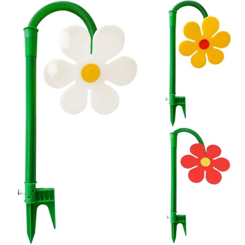 3pcs Crazy Daisy Sprinkler, 360 ° rotierende Plastikblütensprinkler mit Pfahl, breites Abdeckungsbewässerungssystem für Garten Rasenhof Terrasse von CGTQROVR