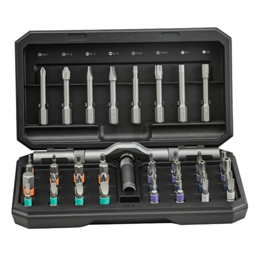 42pcs/Set Ratcheting-Schraubendreher tragbarer Magnetschraubendreher mit T-förmiger Griff und Lagerhülle für Möbel, Computer, elektronische Reparatur von CGTQROVR