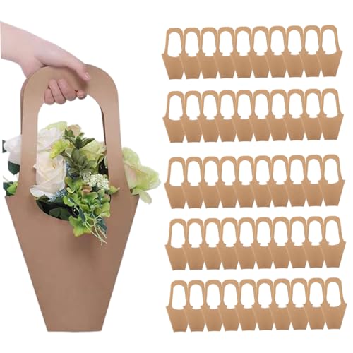 50pcs Blumenstraußhalter, Kraftpapier Blumenbeutel, hängende Bouquet Geschenktüten mit Griff für Thanksgiving Geburtstag Hochzeitsfeier Geschenke 50pcs Blumenstraußhalter, Kraftpapier Blumenbeutel, hängende Bouquet Geschenktüten mit Griff für Thanksgiving Geburtstag Hochzeitsfeier Geschenke von CGTQROVR