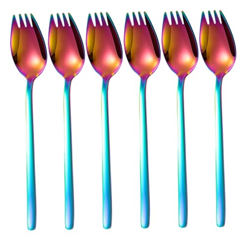 6pcs Forks Edelstahl farbenfrohe polierte glänzende 7, 5 -Zoll -Obstgabel mit langem Griff. von CGTQROVR