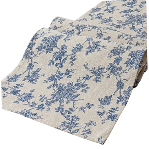 Blauer Blumentisch -Läufer 12x71 Zoll, Langer Retro Esstisch Läufer Waschableer Kommode perfekt für Home Kitchen Party Decor Blauer Blumentisch -Läufer 12x71 Zoll, Langer Retro Esstisch Läufer Waschableer Kommode perfekt für Home Kitchen Party Decor von CGTQROVR