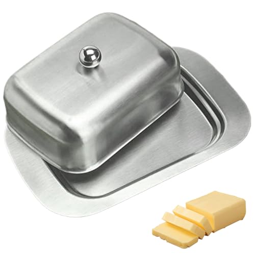 Buttergericht mit Deckel Edelstahl Butterhalter mit bequemem Griff wiederverwendbares gekühltes überdachtes Gericht für Küchenheim Party 7.3*4, 8*2, 5 Zoll Buttergericht mit Deckel Edelstahl Butterhalter mit bequemem Griff wiederverwendbares gekühltes überdachtes Gericht für Küchenheim Party 7.3*4, 8*2, 5 Zoll von CGTQROVR