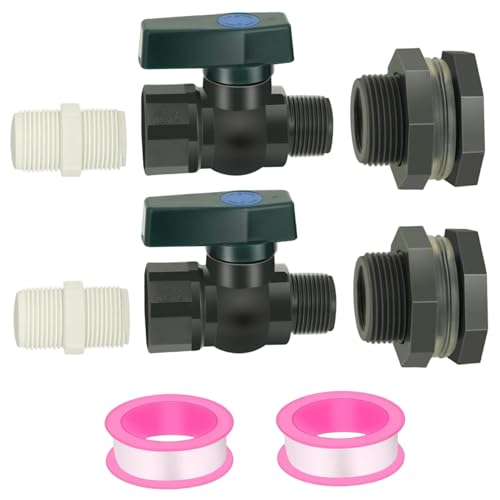 CGTQROVR 2 Set Regen Barrel Spigot Kit 3/4 Zoll Regenlauf -Diverter -Kit mit Schüttgrockenschlauch -Wasserhahnadapter -Siegel Tape -Klebeband für Wassertanks Aquariumwanne Pool Garten von CGTQROVR
