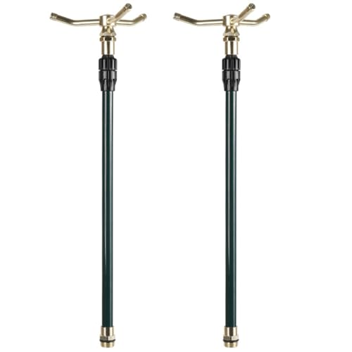 CGTQROVR 2pcs Gartensprinkler 360 ° Drehung 3-Arm-Schlauchsprinkler mit einstellbarem Teleskop-Basis-Rasenwasserwässer für 26-33 Fuß Durchmesser großer Flächenabdeckung Gartenzubehör von CGTQROVR