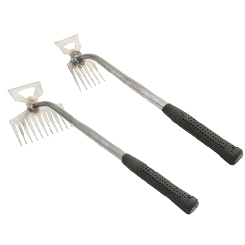 CGTQROVR 2pcs Hand Unkrebswerkzeug Dual-Head-Unkraut-Puller-Werkzeug mit rutschfestem Griff und Kopf tragbarer manueller Gartenrake für Gartenpflanze Gartenzubehör von CGTQROVR