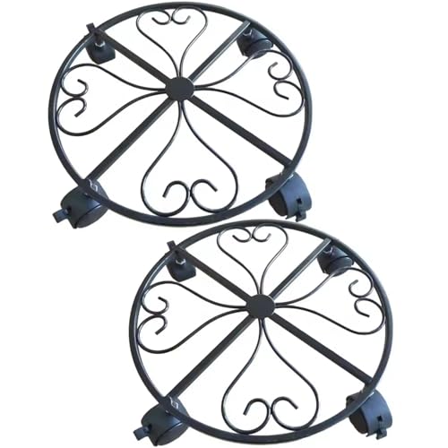 CGTQROVR 2pcs Pflanzencaddy mit Rädern Schwerlast- und abschließbarer Eisenpflanze Ständer im Freien 360 ° rotieren für Parasol Stand Mülleimer Regen Regen Butt Pot von CGTQROVR