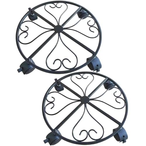 CGTQROVR 2pcs Pflanzencaddy mit Rädern abschließbare Eisenpflanze Ständer im Freien 360 ° rotieren für Parasol Stand Mülleimer Regen Butt Pot von CGTQROVR