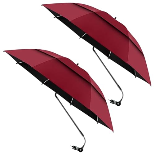 CGTQROVR 2pcs Stuhl Regenschirm mit Klemme 180 ° Verstellbarer Windschutz Doppel Baldachin Strandstuhl Regenschirm für Terrasse Camping Rollstuhl Golfwagen dunkelblau von CGTQROVR