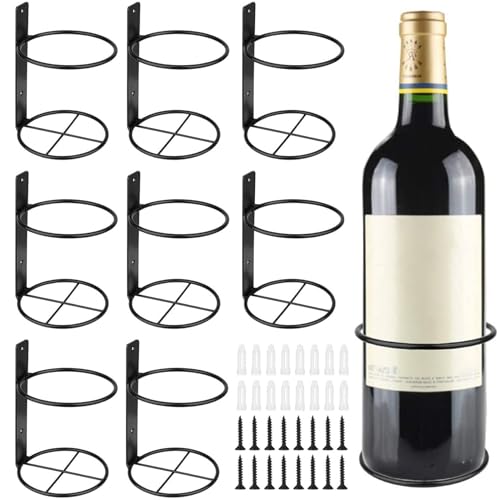 CGTQROVR 8pcs Weinflaschen Rack Wandmontage Weinregal Metall Einflaschen Displayhalter mit Schrauben für die Heimküchenbar, schwarz von CGTQROVR