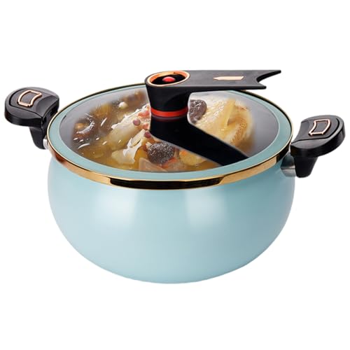 CGTQROVR Micro-Schnellkochtopf 7L 10x6inch, Emaille Kleiner Schnellkochkochtopf mit Deckelgriff und Sicherheitsventil Schnelle Dekompression Nicht-Stick-Eintopftopf für alle Arten von Herd von CGTQROVR