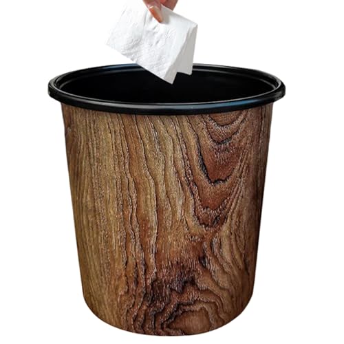CGTQROVR Mülldose 8.4x8, 9 Zoll, 7l Holz runde Getreide Mülldose mit breitem Mund Dekorationsstaubbehälter für Küchen Wohnzimmer Badezimmer Schlafzimmer von CGTQROVR