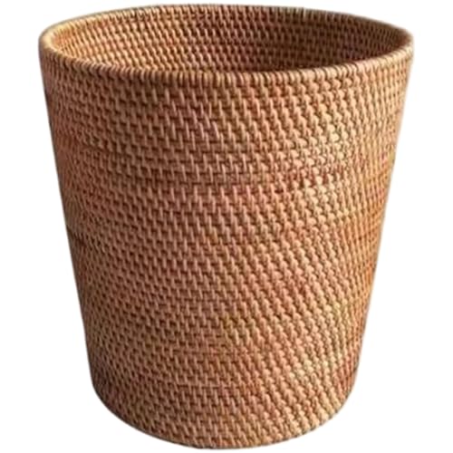 CGTQROVR Rattan Mülleimer Dose 9, 8x11 Zoll, runder Rattan Abfallkorb gewebt von CGTQROVR