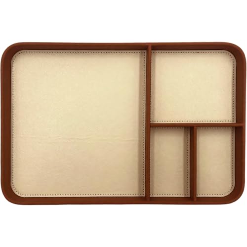 CGTQROVR Valet Tablett perfekt für Männer Stylish PU Leder Tablett mit Gitter Leder Jubiläum Geschenke perfekt für ihn Uhren Keys Telefon Brieftasche Münzschmuck von CGTQROVR