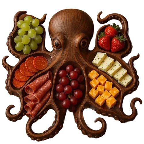 CGTQROVR Wurstwurstplatte, Oktopus -Form -Ozean -Thema -Servierschale Neuheit einzigartige Holzbrettschalenbrett für Käsefleischfrüchte CGTQROVR Wurstwurstplatte, Oktopus -Form -Ozean -Thema -Servierschale Neuheit einzigartige Holzbrettschalenbrett für Käsefleischfrüchte von CGTQROVR
