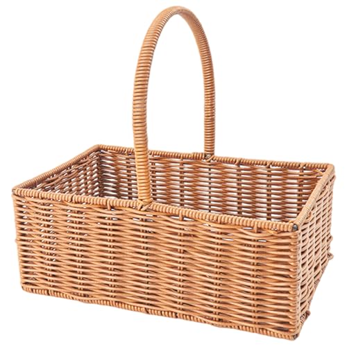 Erntekorb, 11 x 7, 3 x 4, 3 Zoll atmungsaktivem gewebten Picknickkorb mit Griff, tragbarer Speicherorganisator für Obst, Gemüse, Organisieren von CGTQROVR