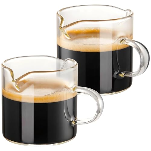 Espresso -Tassen Set aus 2 transparentem Glas 4oz Espresso -Schnapsglas mit zwei Ausgaswaschablen wiederverwendbarer Tasse für Kaffeezubereitungen von CGTQROVR