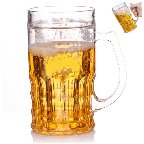 Gefälschte Bierbecher, 420 ml Doppelschichtplastik Funny Realistic Mezzanine Model Beer Tassen mit Griffen für Streich, Wohndekorationen von CGTQROVR