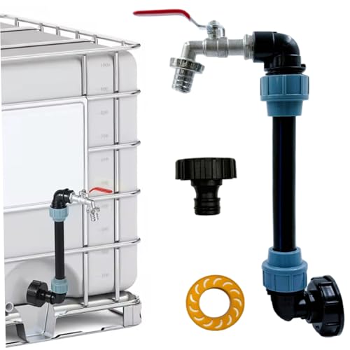 CGTQROVR IBC-Tote-Schlauchadapter 3/4 Zoll, Wasserpuppe Totes-Schlauchadapter mit Absperrventilen/Wasserhahn für Wasserlauf-Tank rot von CGTQROVR