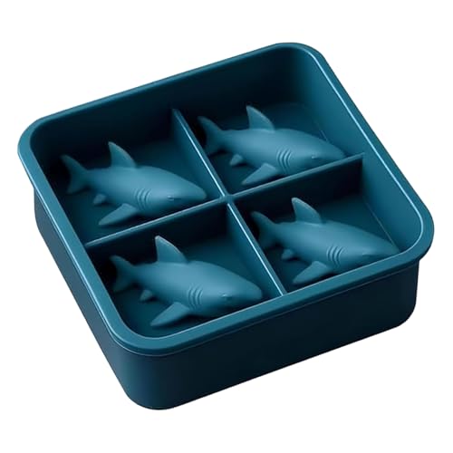 Ice Cube Tablett 3D Hai Form Ice Formen 4 Hohlraum Nicht-Stick Easy-Freisetzung Silikonformen für Whisky-Cocktails und Saft Ice Cube Tablett 3D Hai Form Ice Formen 4 Hohlraum Nicht-Stick Easy-Freisetzung Silikonformen für Whisky-Cocktails und Saft von CGTQROVR