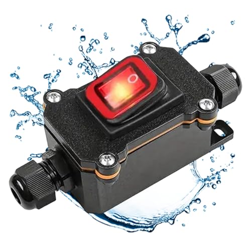 Inline -Kabelschalter, 12 V DC 20A Hochstromkraft, wasserdichte Inline -Schalter mit rotem LED -Rocker -Taste, professionell und zuverlässig von CGTQROVR