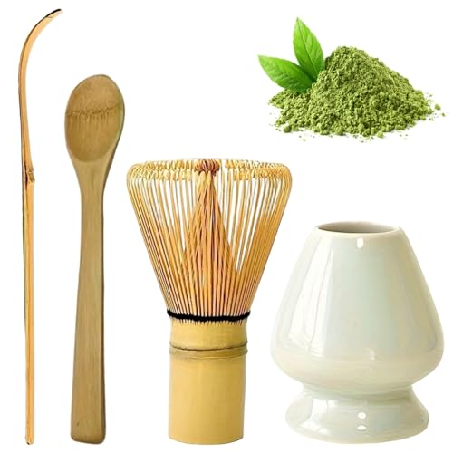 Matcha -Kit, 4PCS Japanische Matcha -Set enthält Bambus -Whisk, Löffel, Keramik -Whisk -Halter für Tee Liebhaber Geschenke von CGTQROVR