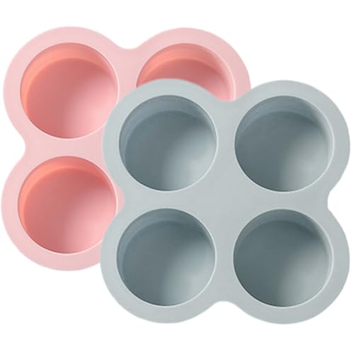Silikon Backformen Muffin Silikonformen Backen 2pcs 4 Hohlraum Nicht-Stick wiederverwendbares Silikon-Muffinschalen Hitzeresistente Luft Fritteuchsen-Eierformen DIY Cupcake Pan Muffin-Dose von CGTQROVR